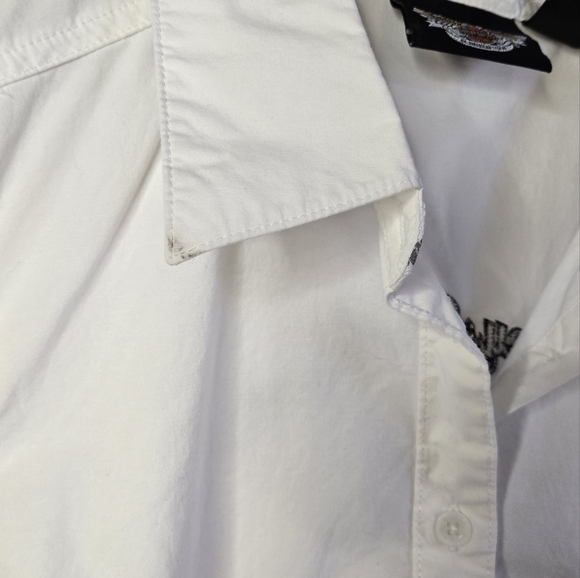 Vintage Harley-Davidson Women’s Sleeveless Button-Up Shirt White HD Wings Logo - Picture 4 of 10